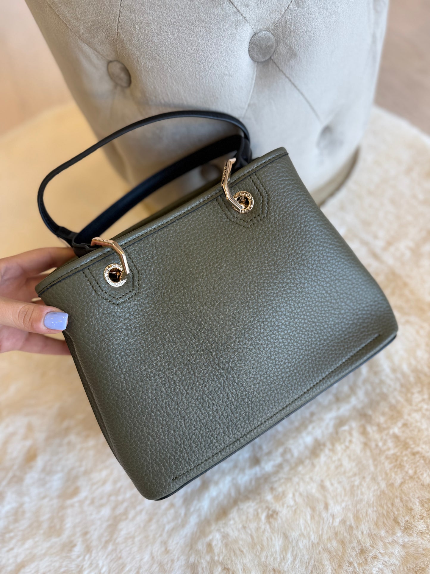 Borsa top handle verdone in similpelle