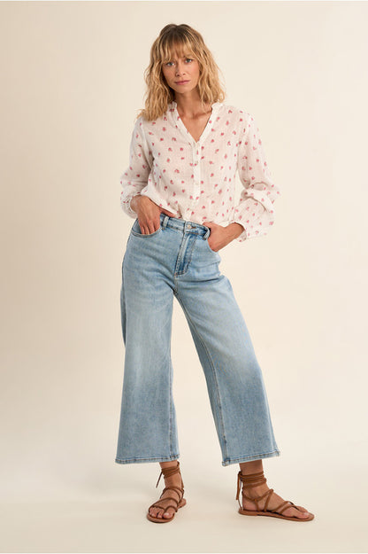 Jeans a gamba larga modello cropped