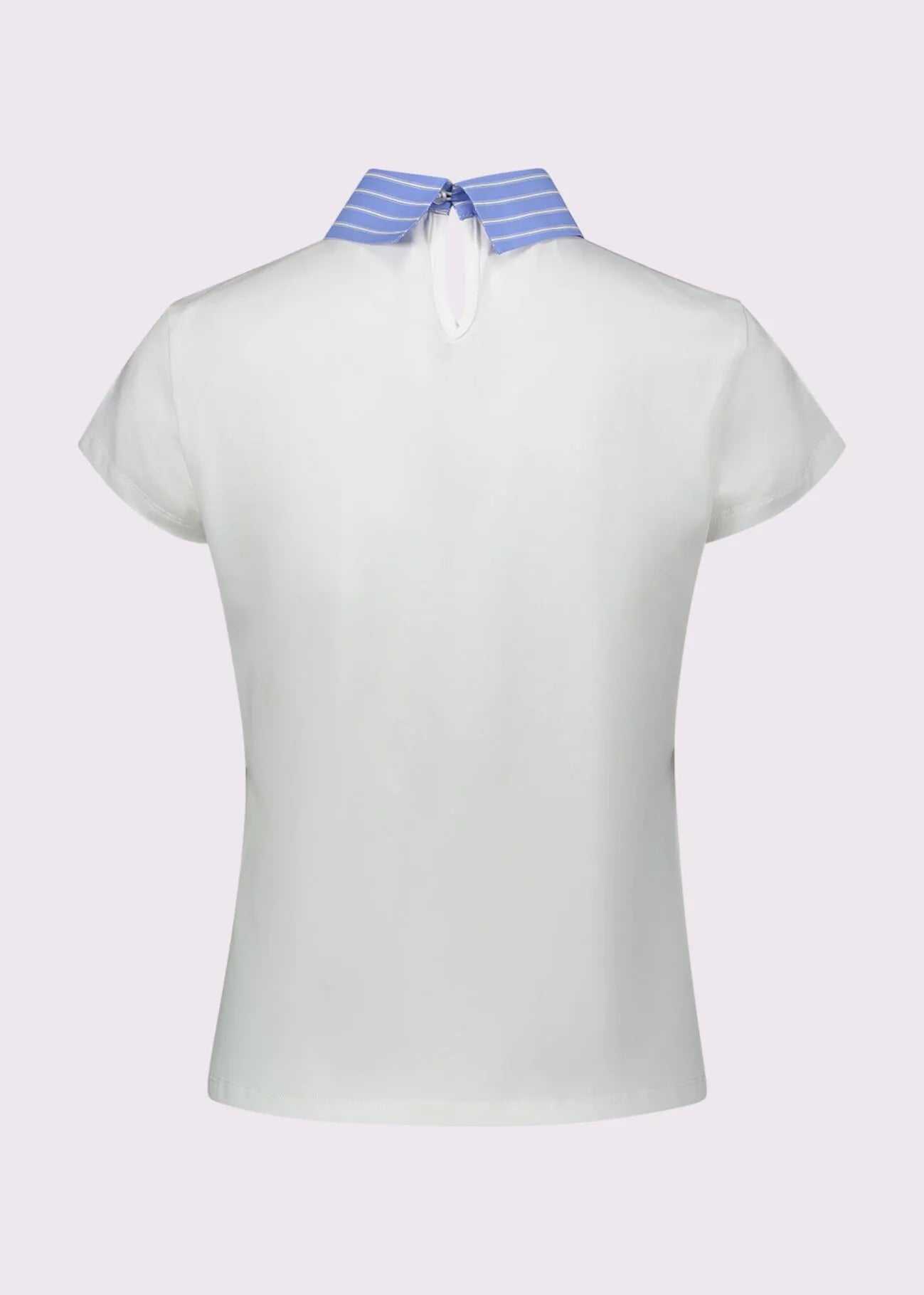 T-shirt bianca da donna con collo a camicia