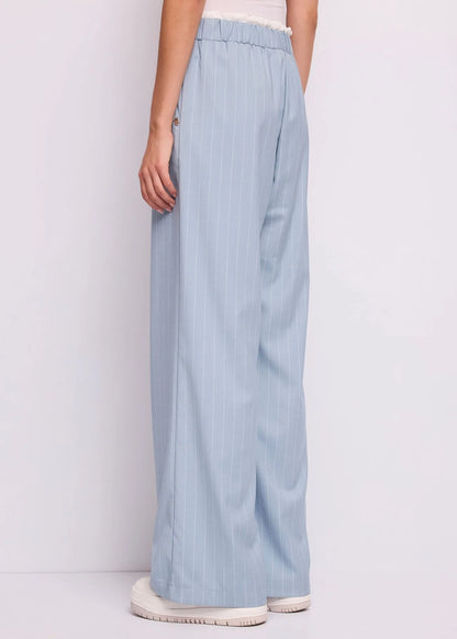 Pantaloni azzurri da donna in viscosa gessata