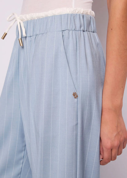 Pantaloni azzurri da donna in viscosa gessata