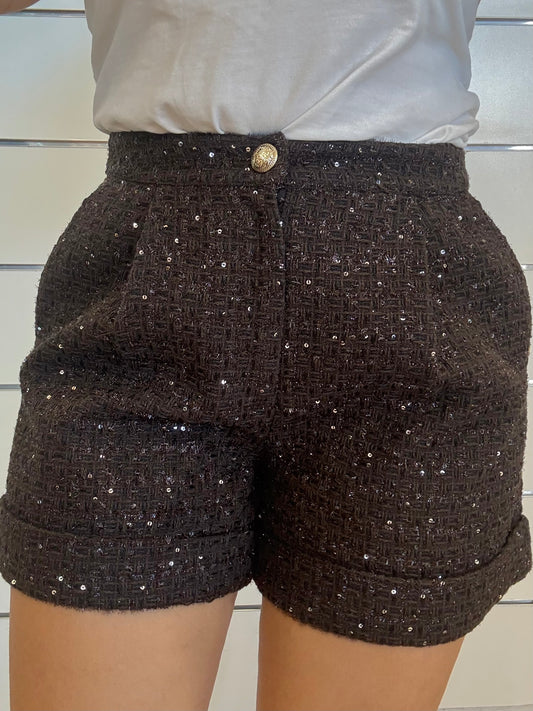Shorts da donna con paillettes e pinces