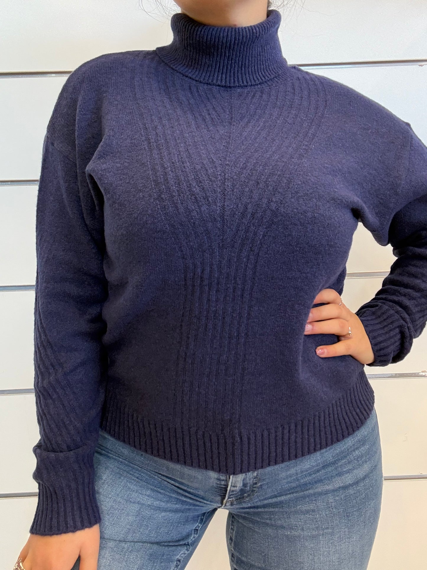 Maglione a collo alto blu