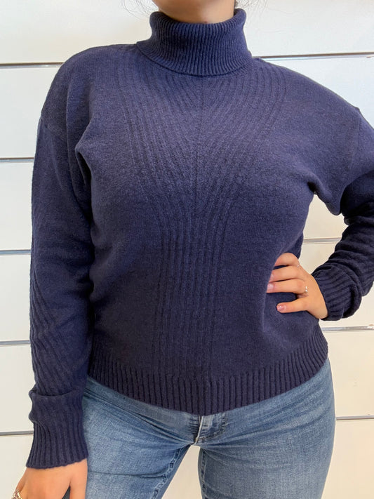 Maglione a collo alto blu