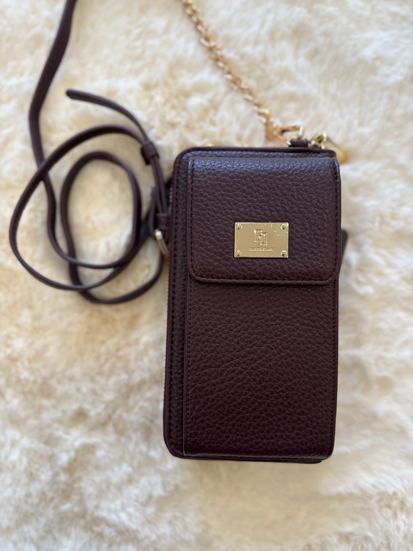 Portacellulare bordeaux in similpelle