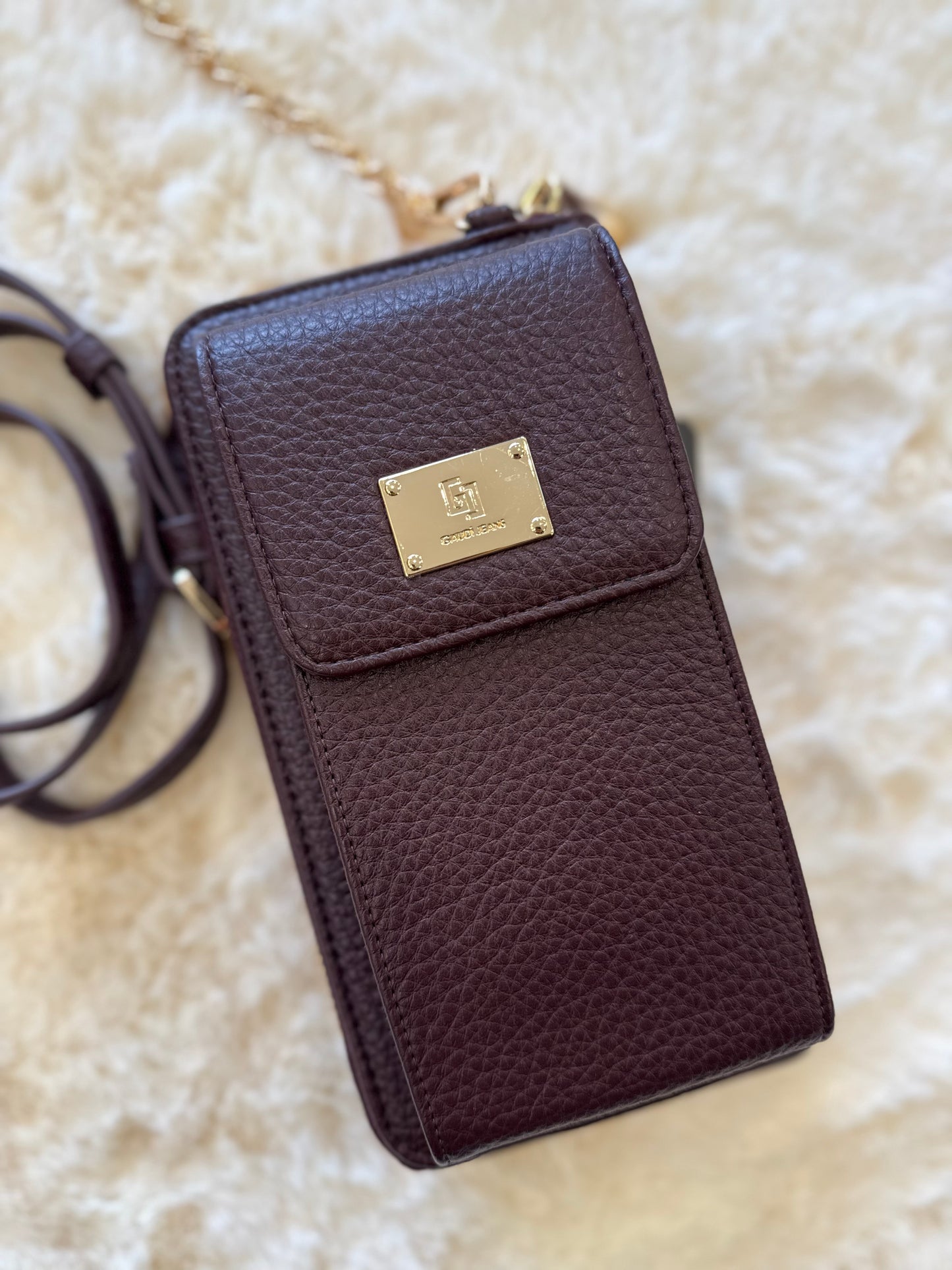 Portacellulare bordeaux in similpelle