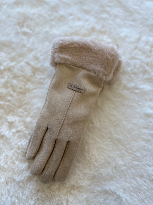 Guanti con dettaglio in ecopelliccia