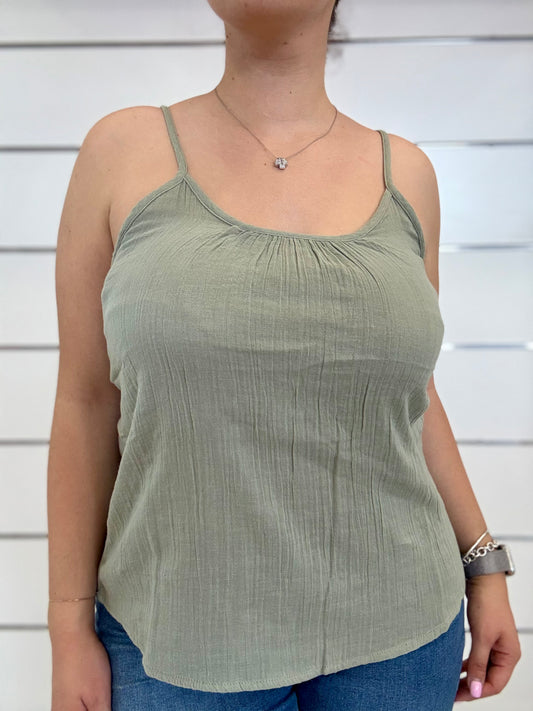 Top verde in cotone
