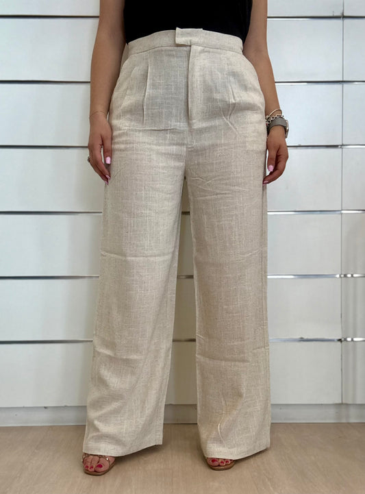 Pantaloni in lino plissettati