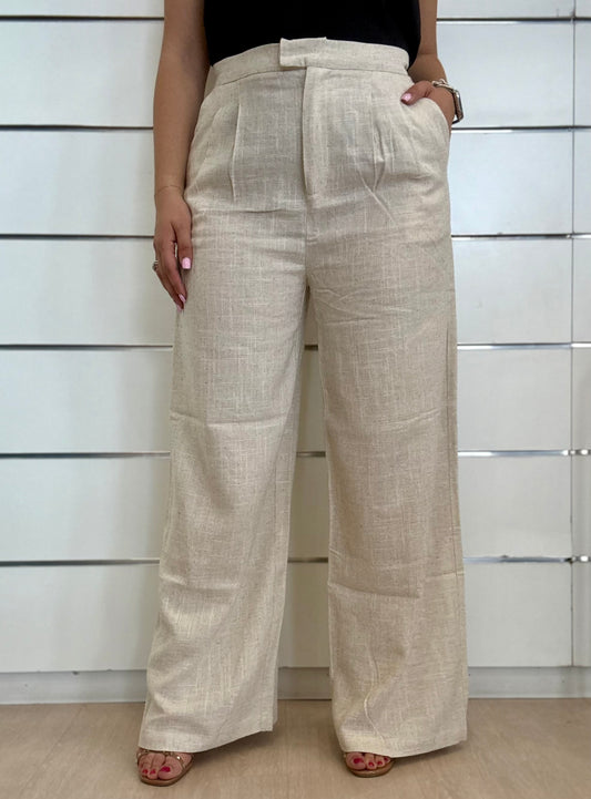 Pantaloni in lino plissettati