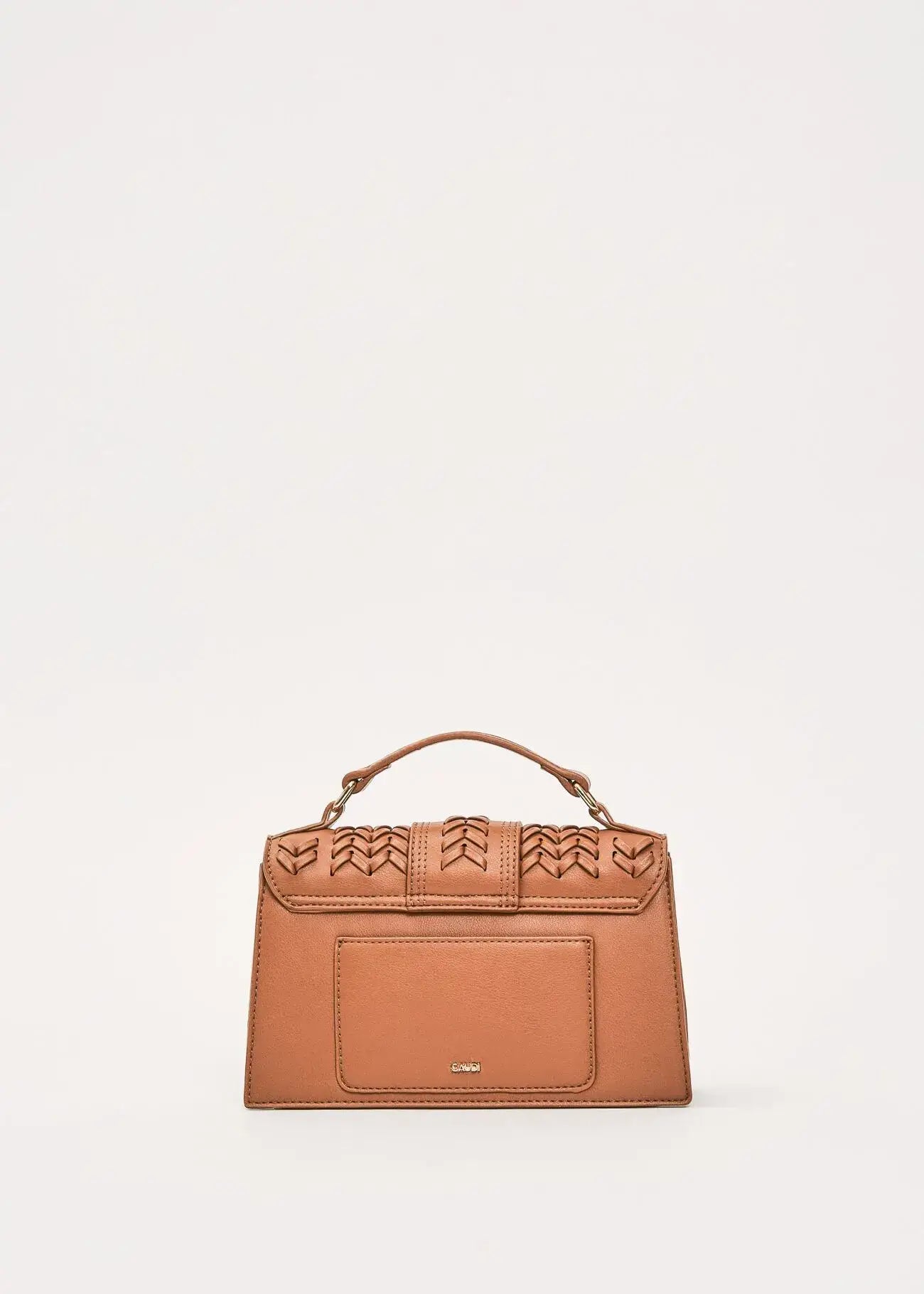 Borsa top handle beige in similpelle con dettagli intrecciati e manico elegante di Gaudì