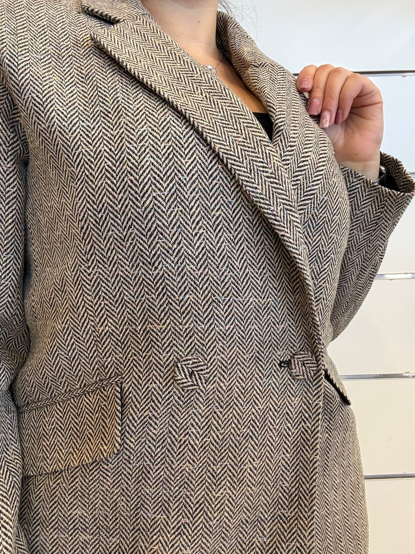 Blazer dritto a spina di pesce multicolor