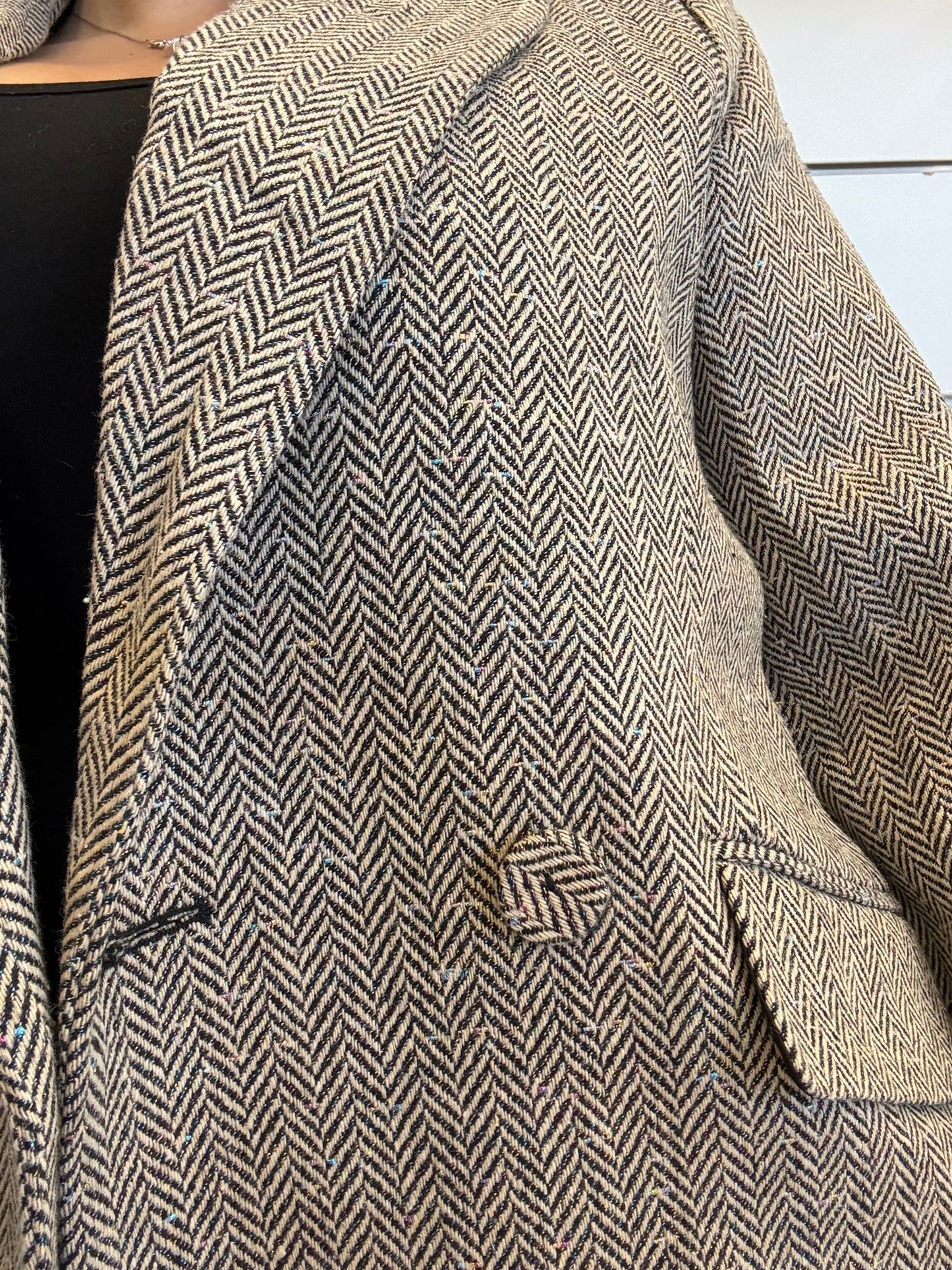 Blazer dritto a spina di pesce multicolor