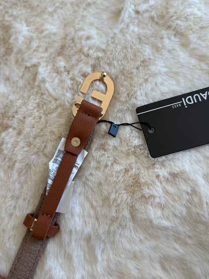 Cintura marrone intrecciata 2 cm di Gaudì con fibbia dorata elegante per un look raffinato