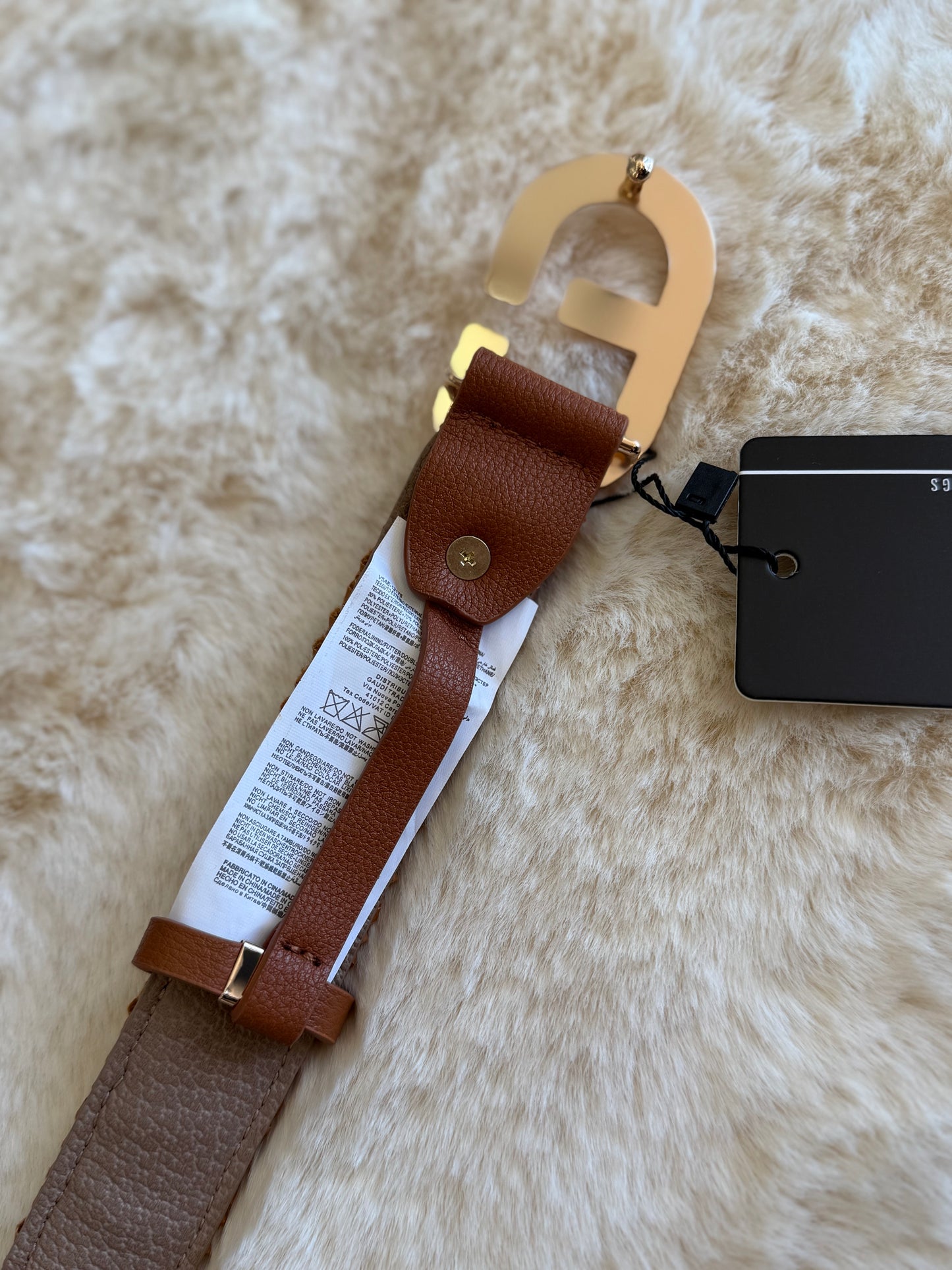 Cintura marrone intrecciata 3cm di Gaudì con fibbia elegante e dettagli in metallo