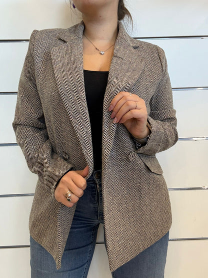 Blazer dritto a spina di pesce multicolor