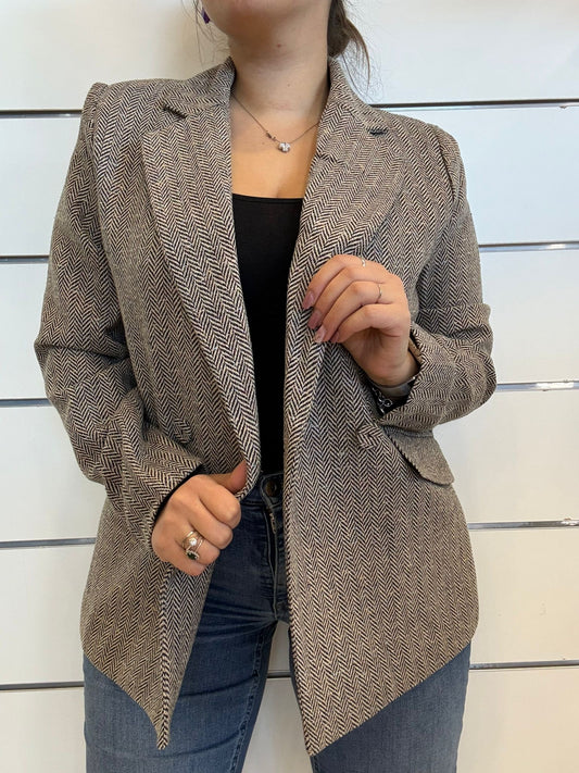 Blazer dritto a spina di pesce multicolor