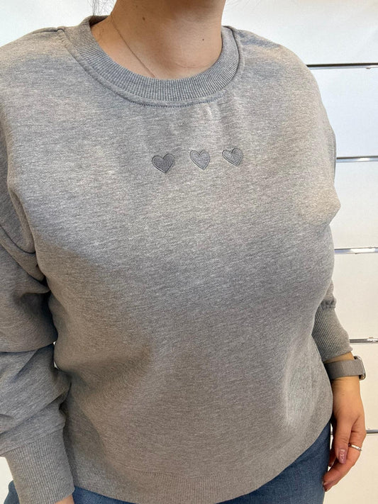 Felpa girocollo con cuoricini