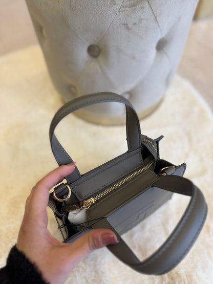 Mini shopping bag grigio con logo di Gaudì, con zip e manici eleganti