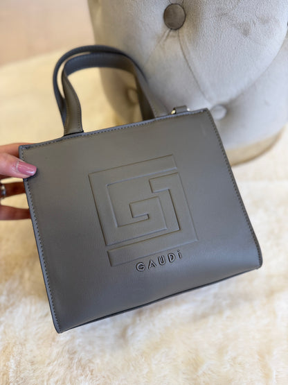 Mini shopping bag grigio con logo Gaudì, elegante e pratica per ogni occasione