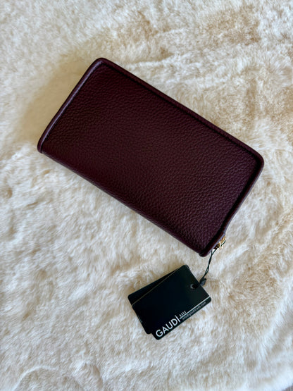 Portafoglio zip around vinaccia Gaudì in pelle con chiusura a zip e design elegante