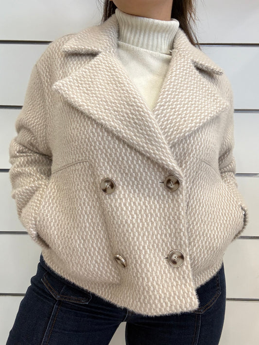 Giacca doppiopetto RINO E PELLE in tonalità chiara con bottoni e tasche frontali