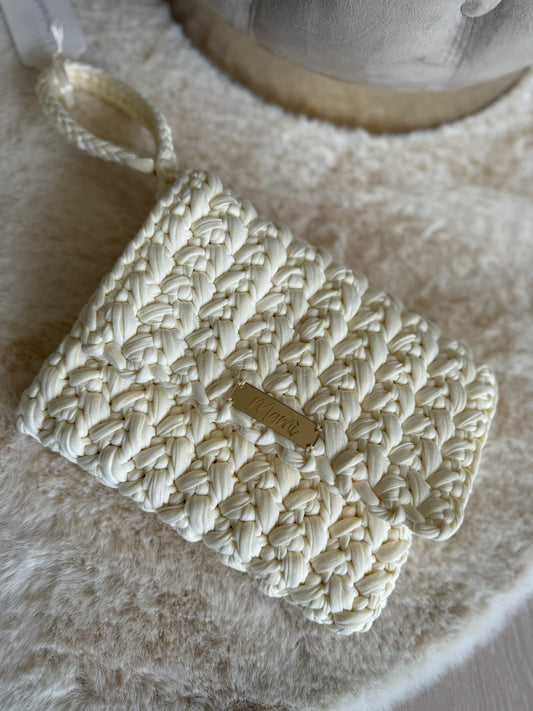 Borsa a mano Mamì in stile Modello Chanel panna con intreccio elegante e tracolla