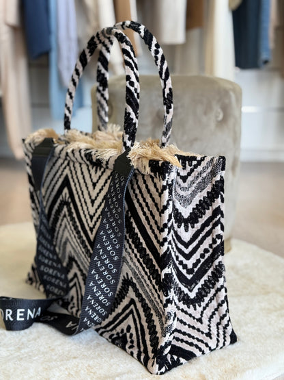 Sorena borsa donna Koufonisi tote bag con design a zig zag e manici morbidi